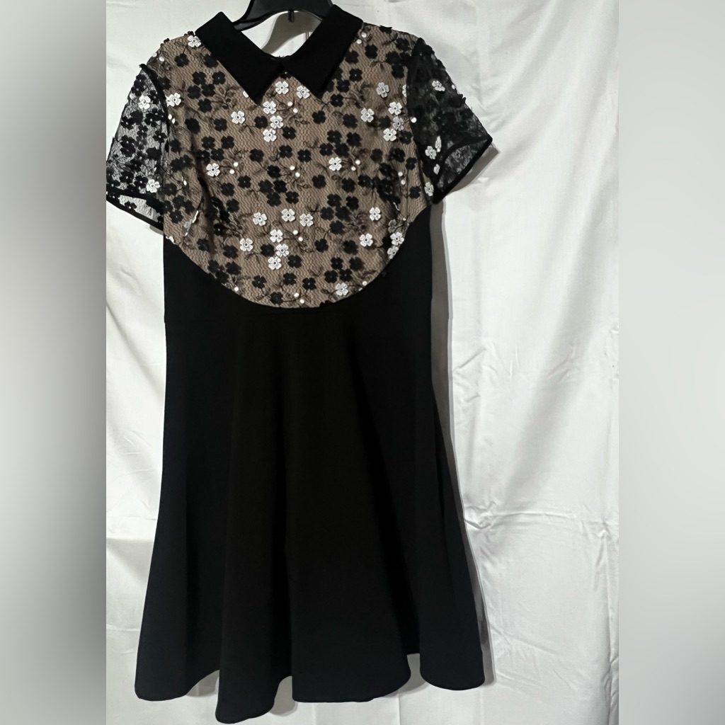 Floral Black And Cream Mini Dress